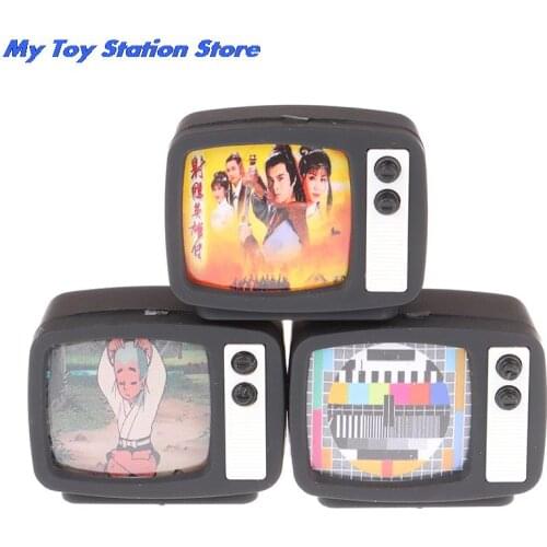 New 1Pcs Scale Dollhouse Miniature Flat Screen TV Television With Picture Doll House Furniture Accessories Toy