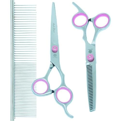 Purple Dragon 7 inch Dog Fur Clippers Japan 440C Cat Up Down Curved Cutting Scissors Pet Grooming Shears Thinning Tijeras B0009B