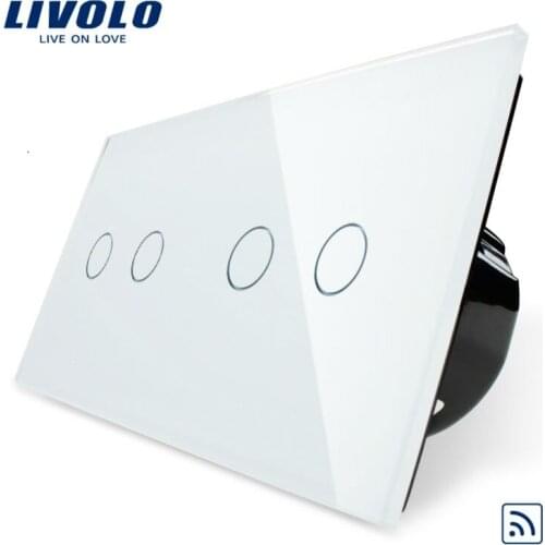 Livolo, Easy Life, 4-Gang Remote touch screen, Luxury Tempered Glass Panel, home wall light switch, VL-C702R-11/VL-C702R-11