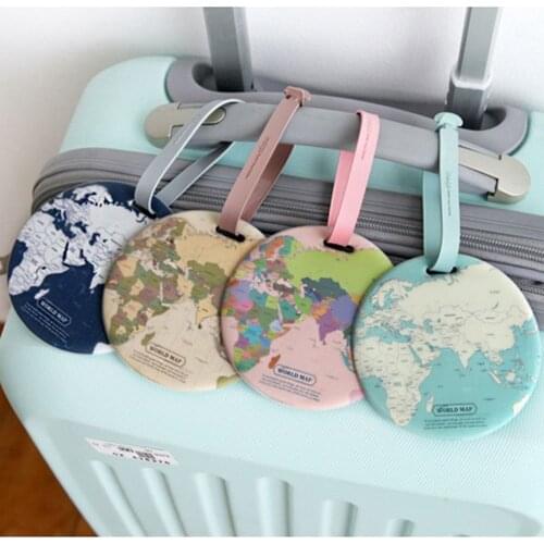Fashion Map Luggage Tag Women Travel Accessories Silica Gel Suitcase ID Address Holder Baggage Boarding Tag Portable Label Bag