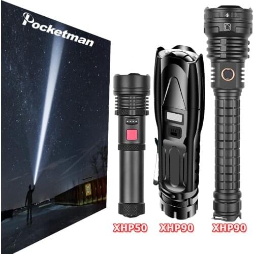 80000lm Powerful XHP90 LED Flashlight Zoom Torch Brightest USB Rechargeable Lamp By 18650 26650 Tactical Hand Lamp Camp