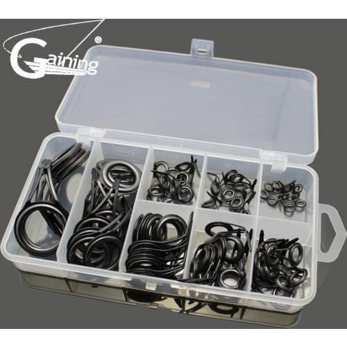 75 Pcs 8 Size Stainless Steel Ceramics Spinning Rod Guides Spare Parts Repair Fishing Rod Guide Repair Kit Fishing Accessories