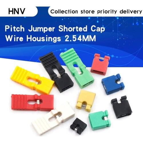 50pcs Pitch jumper shorted cap & Headers & Wire Housings 2.54MM SHUNT Black yellow white green red blue