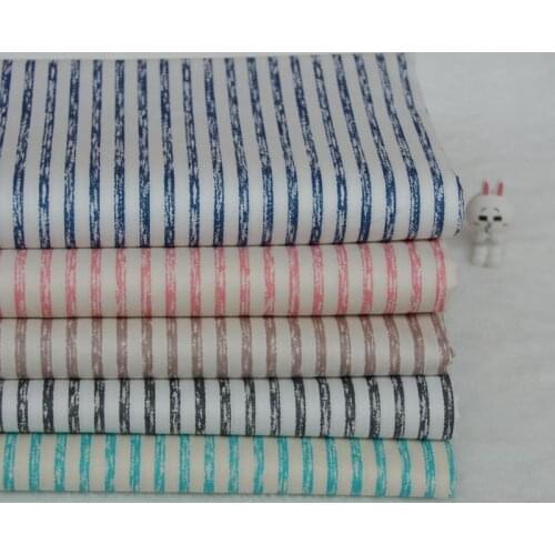 100% cotton twill cloth nostalgic style blue pink brown gray green stripe fabric for DIY crib bedding cushions quilting handwork