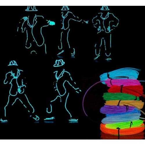 Battery LED Strip Light Neon Light Glow EL Wire Rope Tube Cable Waterproof Dance Party Decor Neon Lamp For Car Shoes Clothing