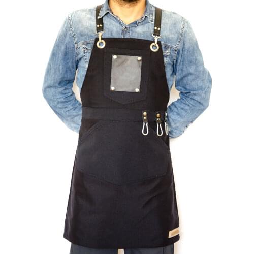 Unisex Men Women Apron Bib Chef Kitchen Apron Barista Apron Bartender Coffee Restaurant Cooking Apron with Pockets