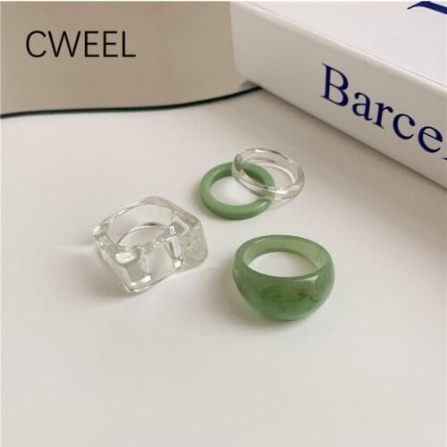 Vintage INS Resin Acrylic Ring for Women Statement Geometric Luxury Round Boho Jewelry Fashion Irregular Trend Bohemian Ring