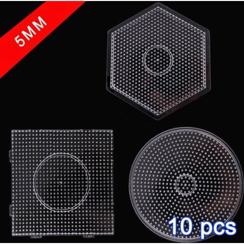 Yant Jouet 10pcs/set 5mm Hama Beads Pegboard Transparent Template Board Circular Square DIY Figure Material Board Perler Beads