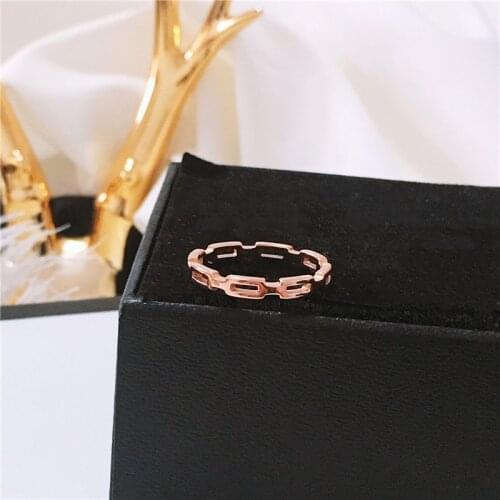 YUN RUO 2019 New Arrival Fashion Square Ring Rose Gold Color Woman Birthday Gift Titanium Steel Jewelry Never Fade Drop Shipping