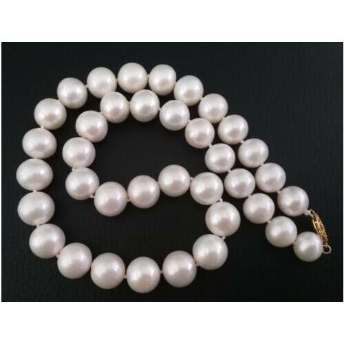 Jewelry 11-12mm Natural south sea white pearl necklace 17.5inch 14 yellow gold clasp