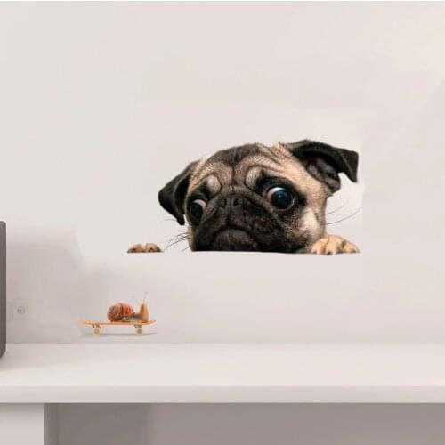 Funny 3D Dog peeking snail Wall sticker bathroom living room decorations Art decals cute animal Toilet stickers for home decor