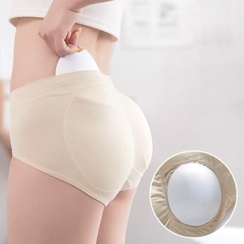 Women Removable Sponge padded Fake Ass Panties Hip Butt Lifter UP Underwear Bottom Push Up Seamless Briefs Stretchy Lingerie