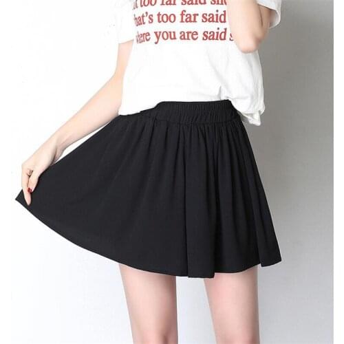 Summer Korean Style Students Big Size M-7XL Shorts Girl 2020 Women Chiffon Shorts Skirts Elastic Waist Loose Wide Leg Shorts