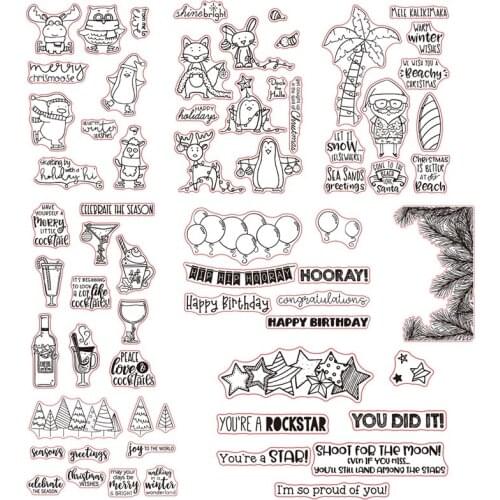 Animals Trees Drinks Stars Transparent Stamp Clear Stamps for DIY Scrapbooking Paper Cards Making Decorative Crafts Supplies 4x6