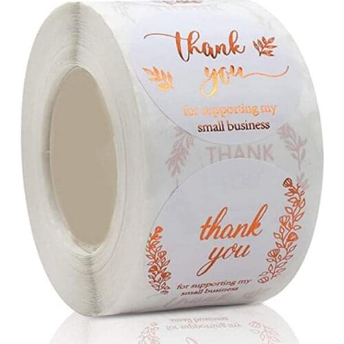 1.5inch Rose Gold Thank You Sticker 500pcs Labels Waterproof Stickers rolls Seal Label for Scrapbook Business Stationery Sticker