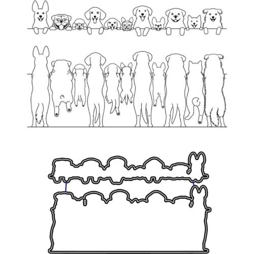 1 Set Standing Cute Dog Metal Cutting Dies And Clear Stamp Set For DIY Scrapbooking