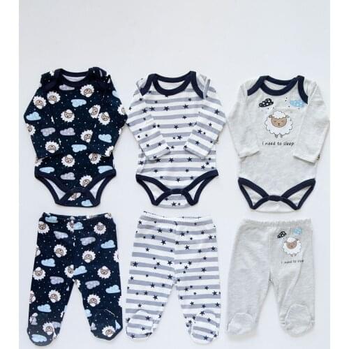Baby Boy Navy Blue Lamb Printed Snap Snap Set 3 Pcs 6 Piece 0-9 Months Baby Set Free Shipping Turkey Luxury Quality