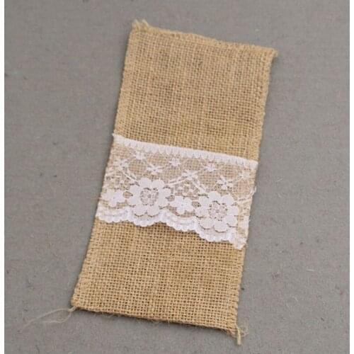 500pcs Burlap Lace Wedding Tableware Pouch Cutlery Holder Decoration Favor rustic wedding decor vintage wedding decoration