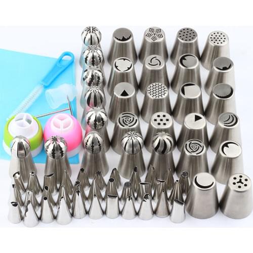 69Pcs/Set Large Cream Nozzle Stainless Steel Flower Russian Icing Piping Nozzles Cream Tips Icing Piping Tips Sphere Ball Icing