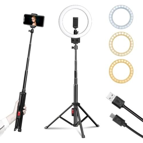 9 Inch LED Ring Light Photographic USB Portable Selfie Lamp with Tripod Stand for Smartphone Youtube Makeup Video Studio