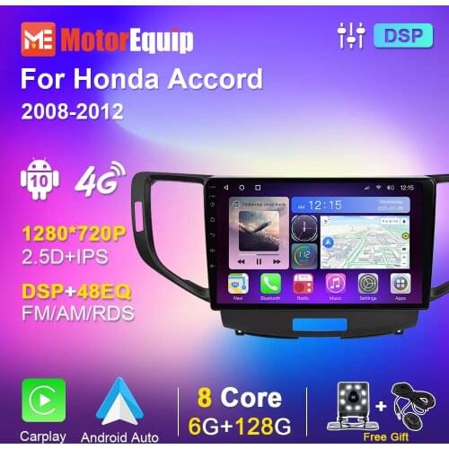 6G 128G Android 10.0 Car Radio Multimedia Video Player For Honda Accord 8 2008 2009 2010 2011 2012 Audio Video Stereo rear cam