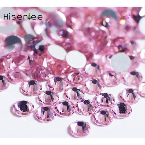Glittering Light Pink Glass Crystal Stone Non Hotfix Flatback Nail Rhinestones For Nails 3D Nail Art Decoration Gem Accessory