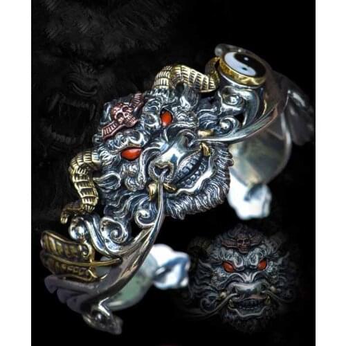 Cangji Handmade Open Bracelet Year of The Ox Bracelet for Men and Women Fashion Personality Gem Inlaid Jewelry Bracelet Jewelry