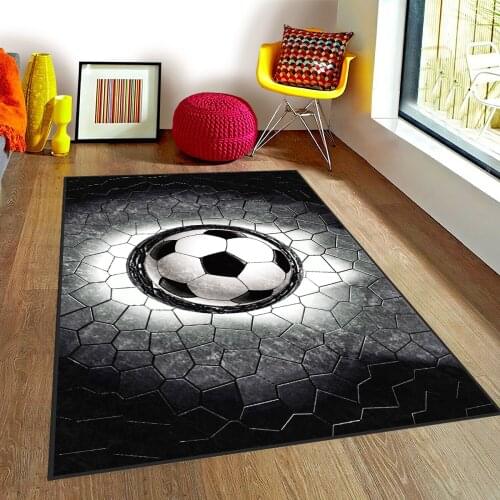 Siyah Beyaz Çocuk Odası Halısı futbol futbol topu halı saha spor maç siyah beyaz halı