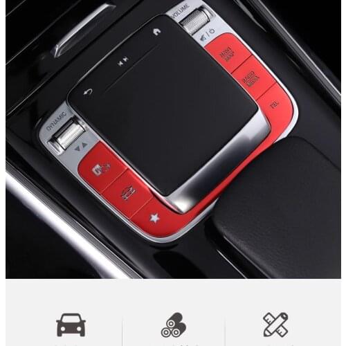 For Mercedes Benz CLA GLE GLS GLB Class 2019 2020 2021 Car 5pcs Sticker Center Console Mouse Media Button Patch Trim Cover