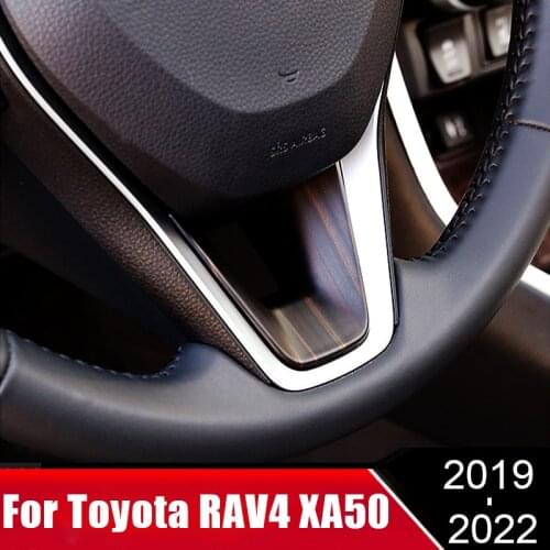 For Toyota RAV4 RAV 4 XA50 2019 2020 2021 ABS Carbon Car Steering Wheel Button Panel Cover Trim Sticker Decoration Accessories