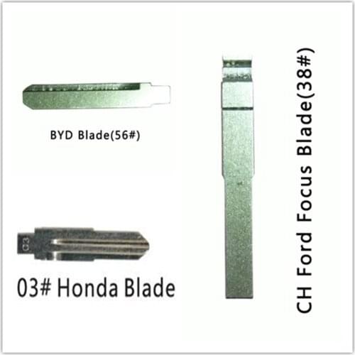 HKCYSEA 10 pcs/lot Metal Blank Uncut Flip KD Remote Key Blade Type #56 for BYD #03 for Honda #38 for Ford Focus