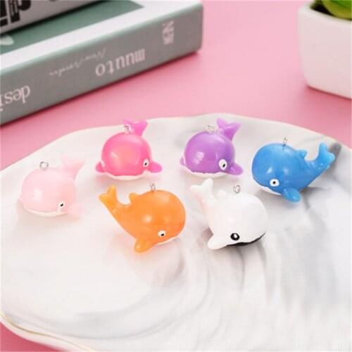 Julie Wang 8PCS Resin Whale Charms Random Mixed Colors Cartoon Whale Animal Pendant Jewelry Making Accessory Decor
