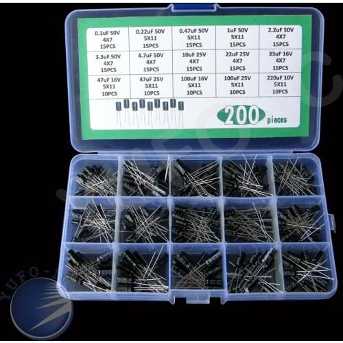 15Values Aluminum electrolytic capacitor kit mix 0.1uf 0.22uf 0.47uf 1uf 2.2uf 3.3uf 4.7uf 10 22 33 47 100 220uf 50v 25v 16V 10V
