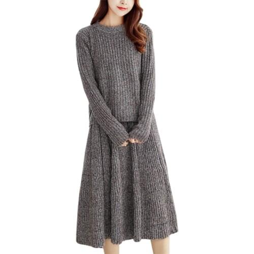 Pullover Sets 2021 Autumn New Long Sleeve Sweater Women Dress Temperament Knit Sweaters two-piece Suit Clothing Vestidos MMY321