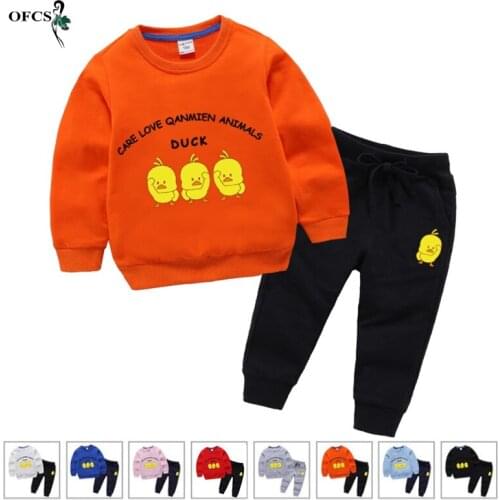 Spring Childrens Clothes Sets New Kids Cotton 2Pcs Suits Boys & Girls Long Sleeve Shirt Tops+Pants (Trousers) Sports Suits 2-12