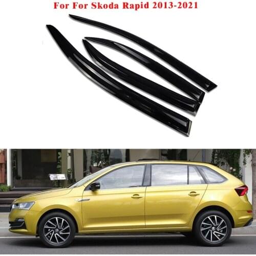 Car Side Window Visor Guard Vent Cover Trim Sun Rain Awnings Shelters Protection Guard Raincoat Cover For Skoda Rapid 2013- 2021