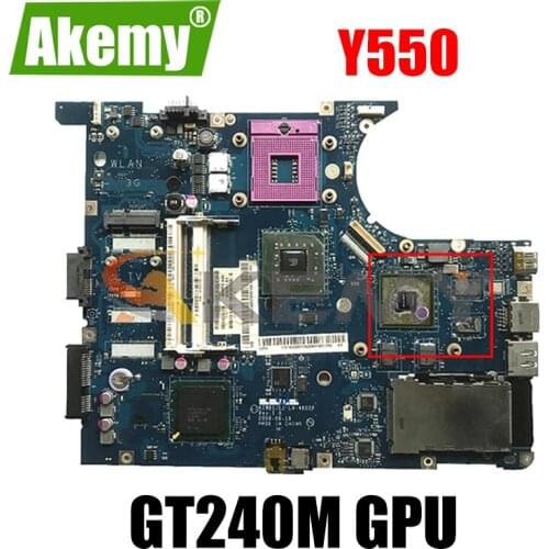 Akemy For Lenovo Y550 Laptop Motherboard KIWB1/B2 LA-4602P PGA478 GM45 GPU GT240M DDR3 100% Test Work Free CPU
