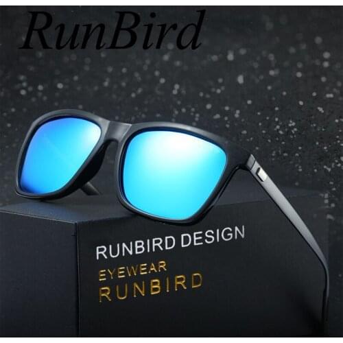 RunBird HD Polarized Men Sunglasses Brand Designer Retro Square Sun Glasses Unisex Driving Goggles Oculos de sol With Box 1086R