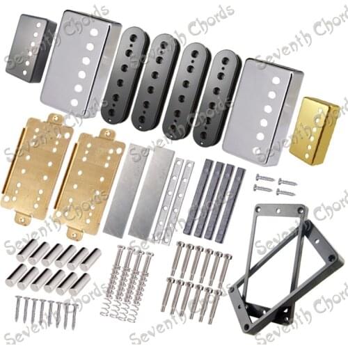 A Set N&B LP Guitar Humbucker Pickup Kits Producing Accessories/Brass Cover&Baseplate & magnetized Alnico 5 Bar Magnet