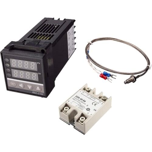 REX-C100 Temperature Controller Set+ Max.40A SSR + K Thermocouple 0 To 400