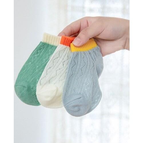 3 pairs/bag spring summer cotton children kids thin boat socks breathable casual fashion sports boys girls mesh socks