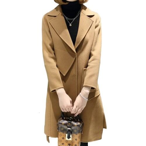 2019 New Girls Two-sided Cashmere Wool Overcoat Autumn And Winter Women Long Overknee Comfortable Loose Woolen Coat LY23