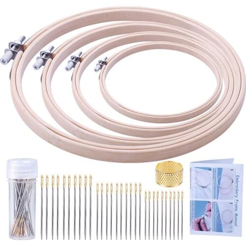 LMDZ 4 Sizes Embroidery Hoop Tool Art Craft Cross Stitch Chinese Traditional Circle Round Bamboo Frame Sewing Manual Accessories