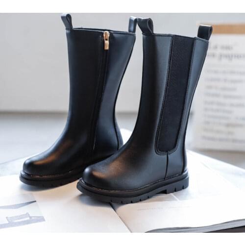 2020 Autumn Winter Plush Boots For Kids Girls Martin Boots Fashion Soft Leather Warm Girls Boots Baby Boots Knee-High