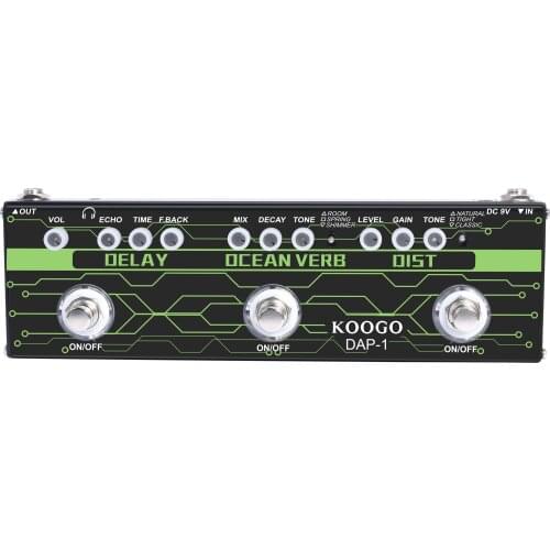 Koogo Guitar Multi-Effect Pedal Delay Ocean Verb Distortion 3-in-1 Series Analog Digital Mingle Effects Pedals