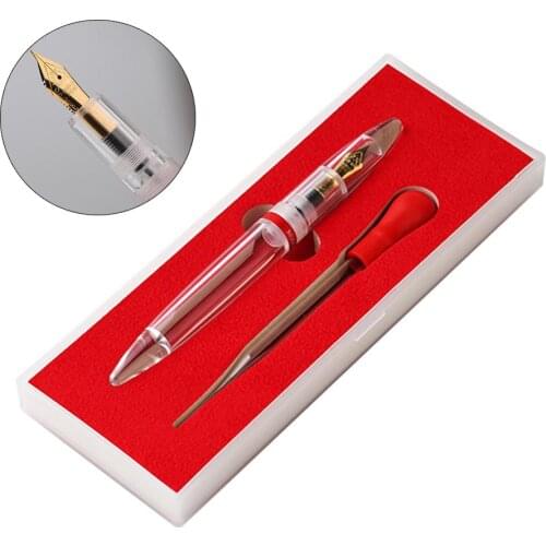 M2 Transparent Eye Dropper Filling Fountain Pen 0.38mm/0.5mm EF/F Nib igh Capacity Inking Pens Students Writing Practice Tool