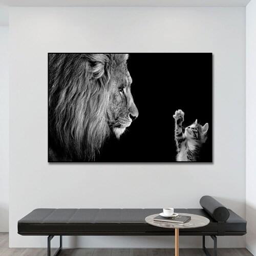 Big Lion And Little Lion Canvas Painting Poster Print Wall Art Picture For Living Room Home Decor Wall Decoration Frameless