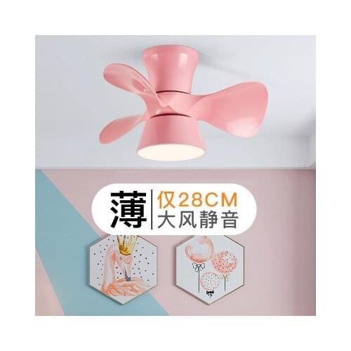 Nordic restaurant simple small fan childrens room bedroom live fan makaron ceiling lamp