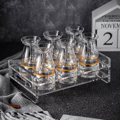 Transparent Luxury Wine Glass Modern Glass Dispenser Drinking Game Glass Set Liquor Vino Accesorio Household Products DG50BS