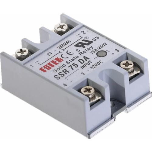 1pcs SSR-75DA 75A Solid State Relay Module 3-32V DC Input 24-380VAC